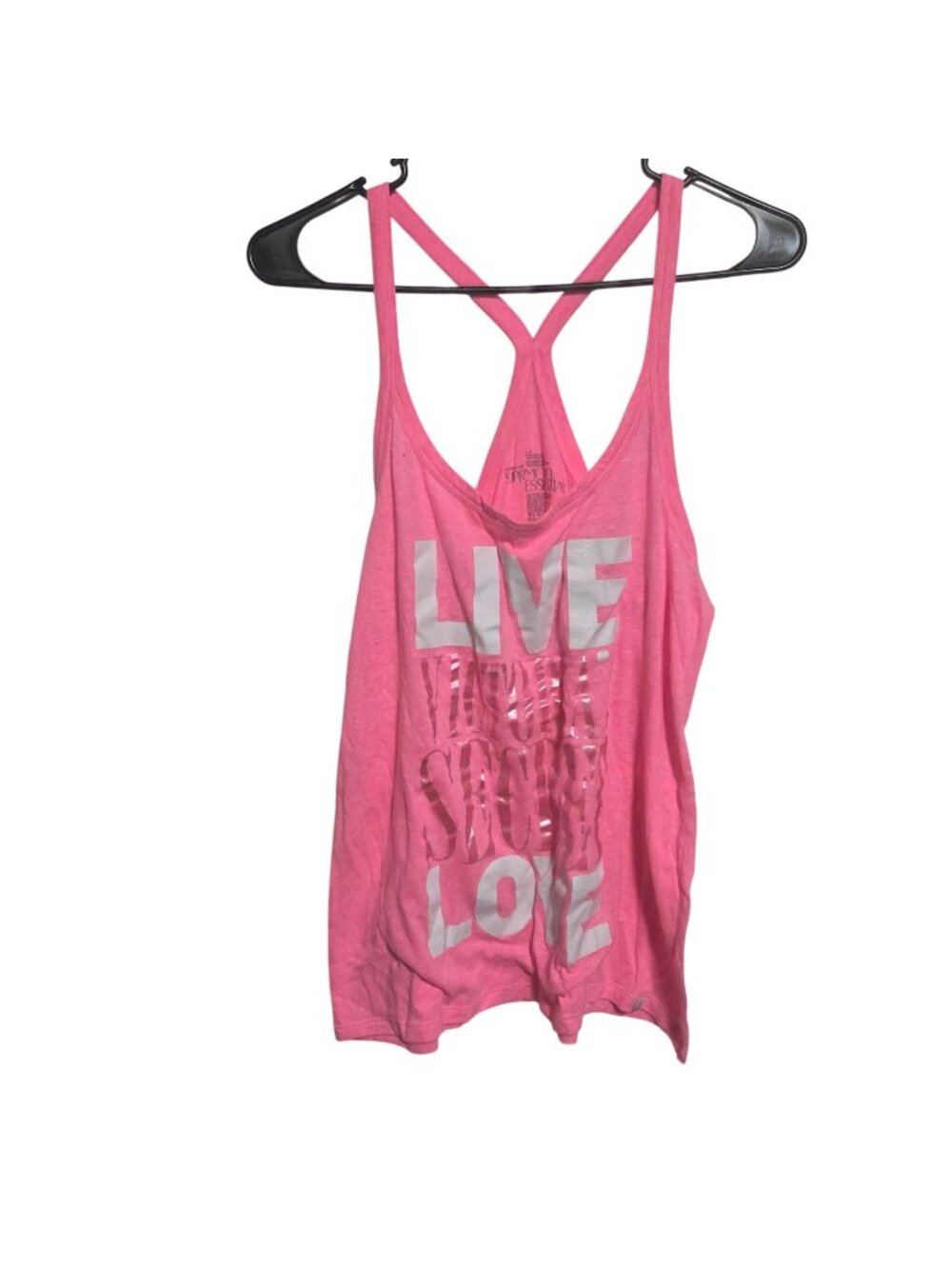 Victorias Secret Pink Racerback Tank Size Large Live Love Supermodel Essentials